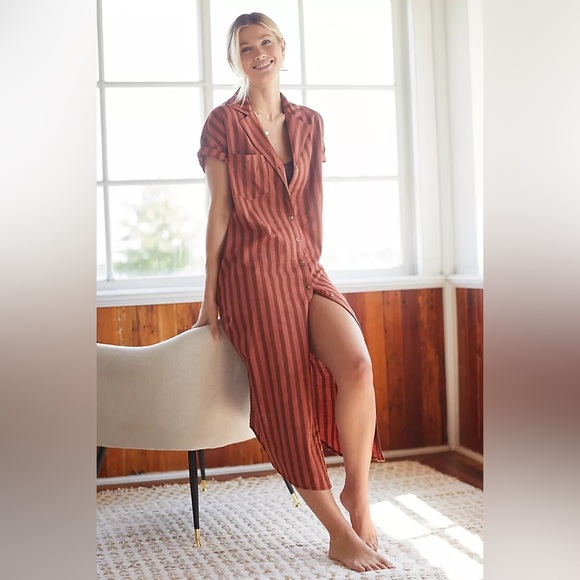 Anthropologie Dresses & Skirts - Anthropologie Striped Midi Shirt Dress | Size Large | NWOT